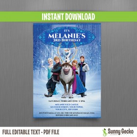 Frozen Birthday Invitation - Group photo with Sven